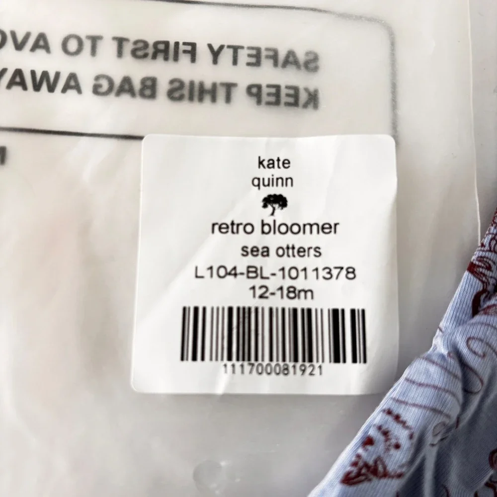 Kate Quinn Retro Baby Bloomer Bottom Size 12-18m Sea Otters Blue Bamboo New